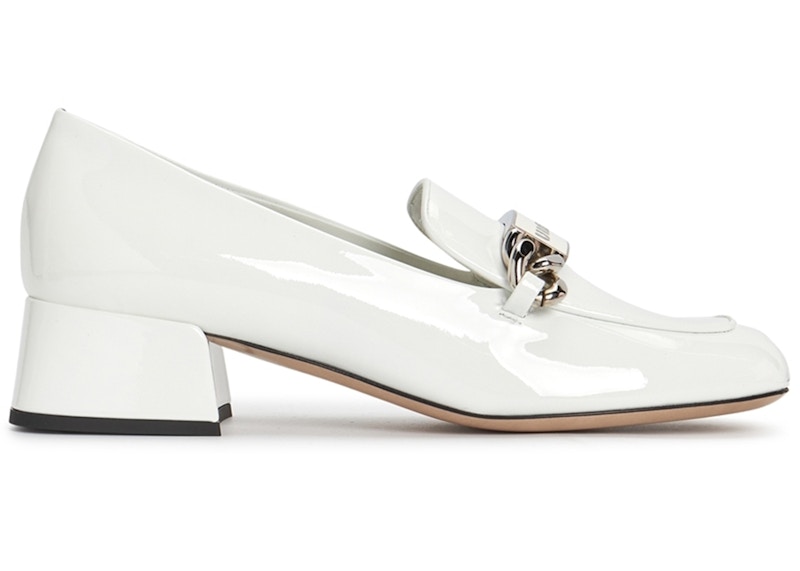 Pre-owned Miu Miu Patent Leather Pump Loafers (women's) Sneakers In White