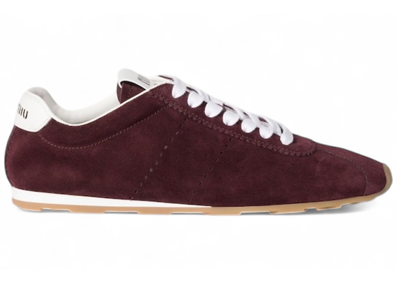 Pre-owned Miu Miu Plume Suede Sneaker (women's) Sneakers In Burgundy