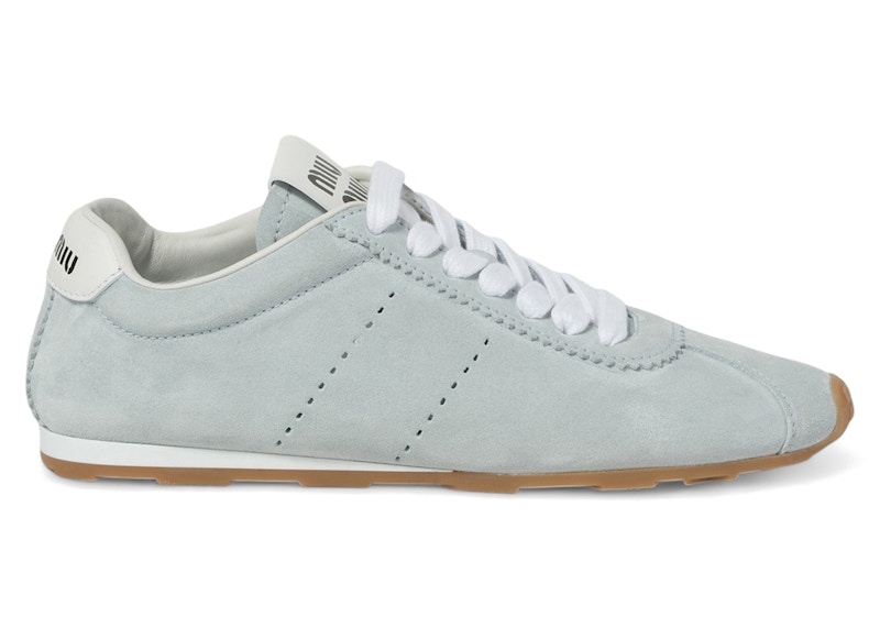 Pre-owned Miu Miu Plume Suede Sneaker (women's) Sneakers In Light Blue