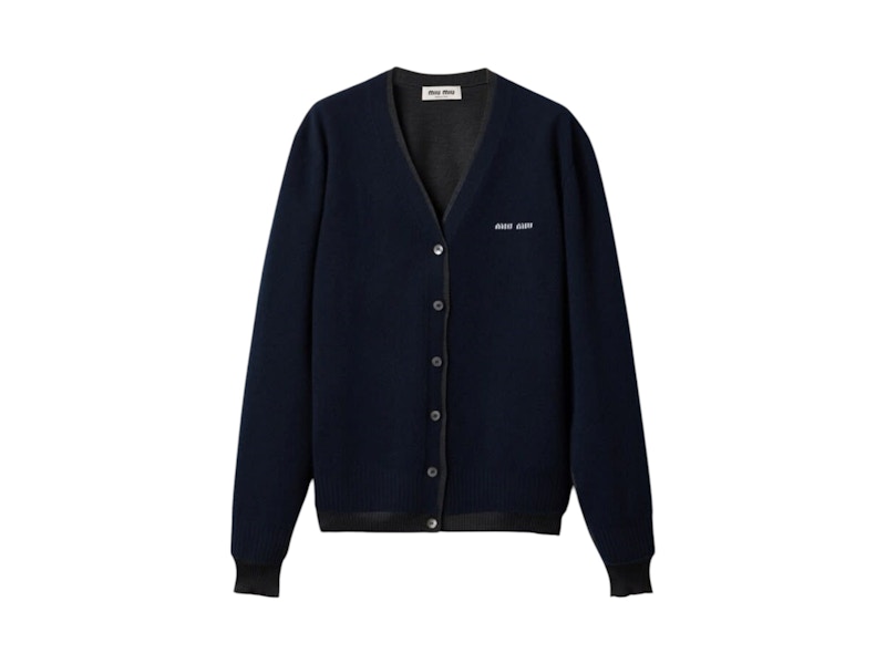 Pre-owned Miu Miu Women's Silk Cashmere Cardigan In Antracite