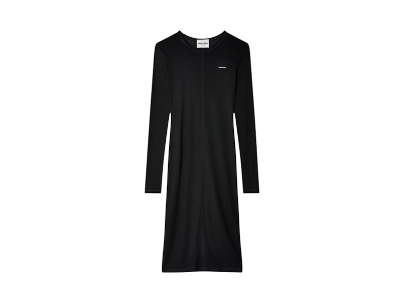 Pre-owned Miu Miu Women's Silk Jersey Dress In Nero