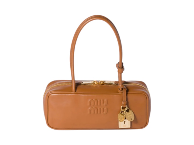 Pre-owned Miu Miu Women's Small Leather Beau Bag In Cognac In Brown