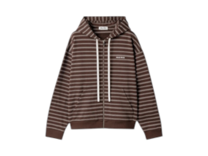 Pre-owned Miu Miu Women's  Striped Hoodie In Cacao/bianco