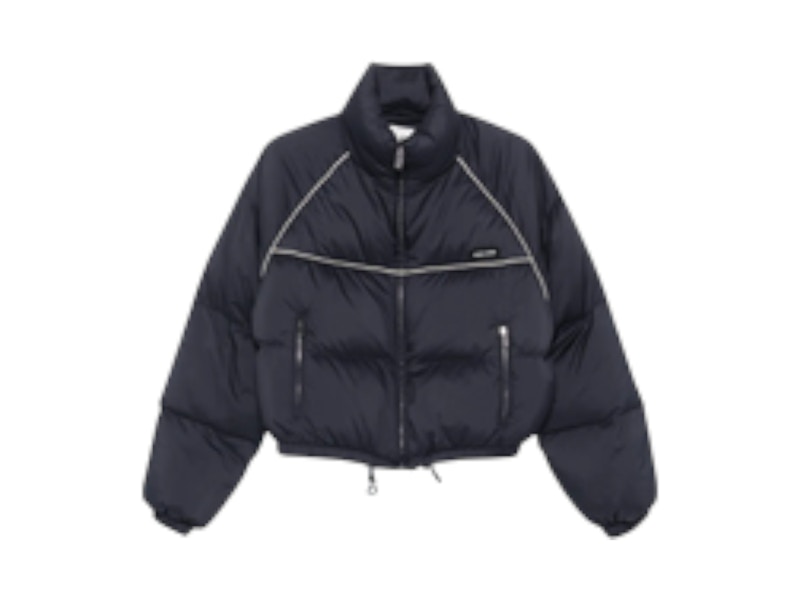 Pre-owned Miu Miu Women's  Technical Down Jacket In Bleu In Blue