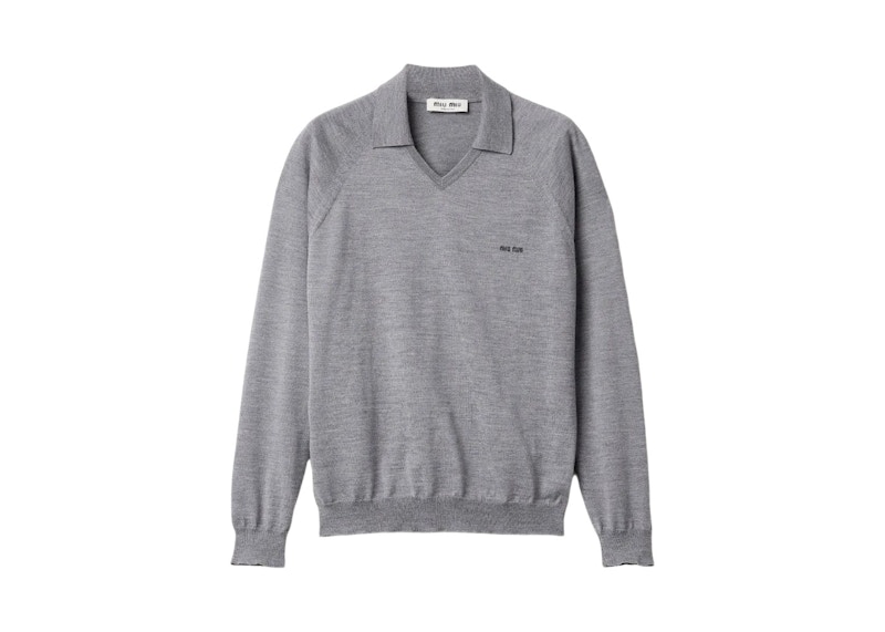 Women's Miu Miu VNeck Pullover in Grey Black