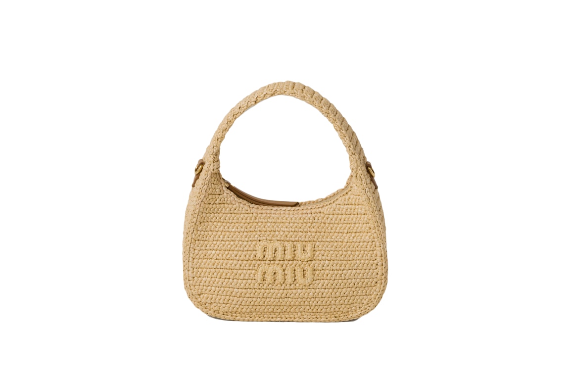 Pre-owned Miu Miu Wander Crochet Handbag Natural
