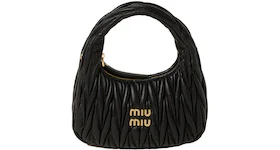 Miu Miu Wander Matelasse Nappa Leather Mini Hobo Bag Black