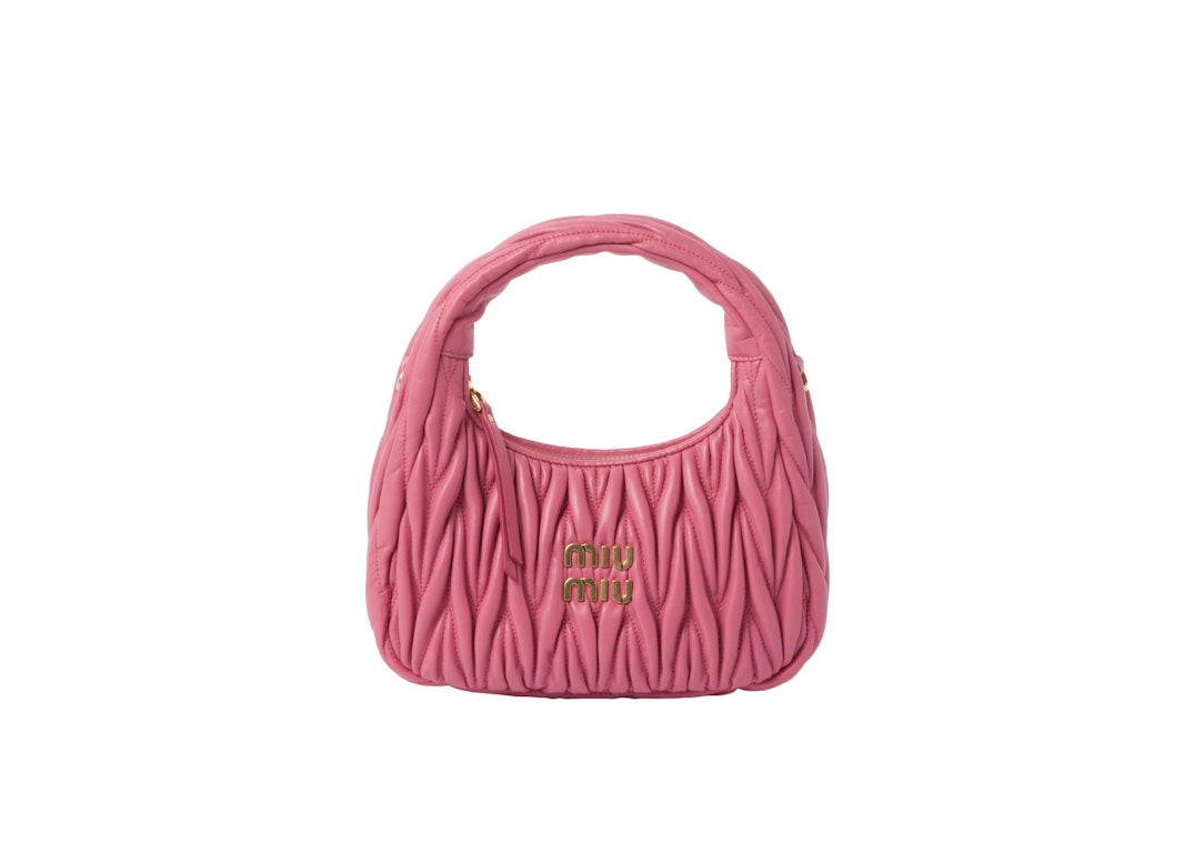 Pre-owned Miu Miu Wander Matelasse Nappa Leather Mini Hobo Bag Pink