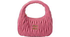 Miu Miu Wander Matelasse Nappa Leather Mini Hobo Bag Pink
