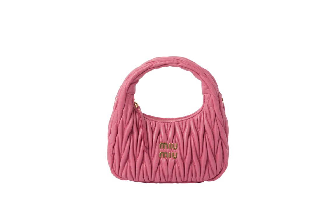 Pre-owned Miu Miu Wander Matelasse Nappa Leather Mini Hobo Bag Pink