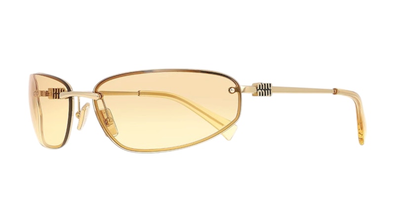 m❤︎ Miu Miu Women's Logo Sunglasses Yellow Multilayer Silver in