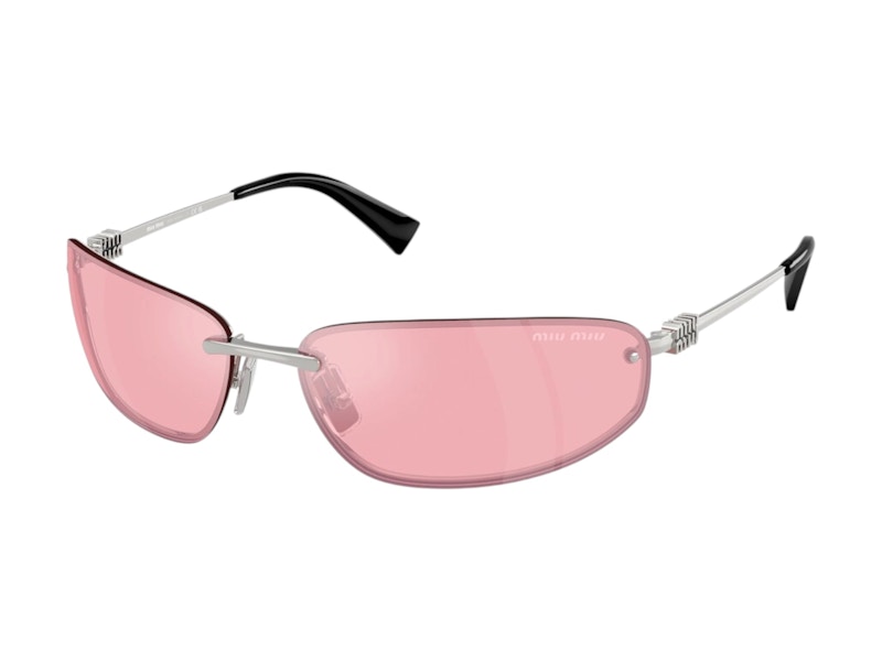 Miu Miu Womens Logo Nocturne Sunglasses Silver/Pink/Mirror