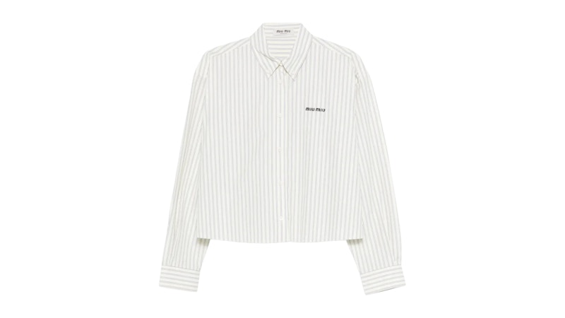 Miu Miu Women's Striped Poplin Shirt Cream - SS26 - US