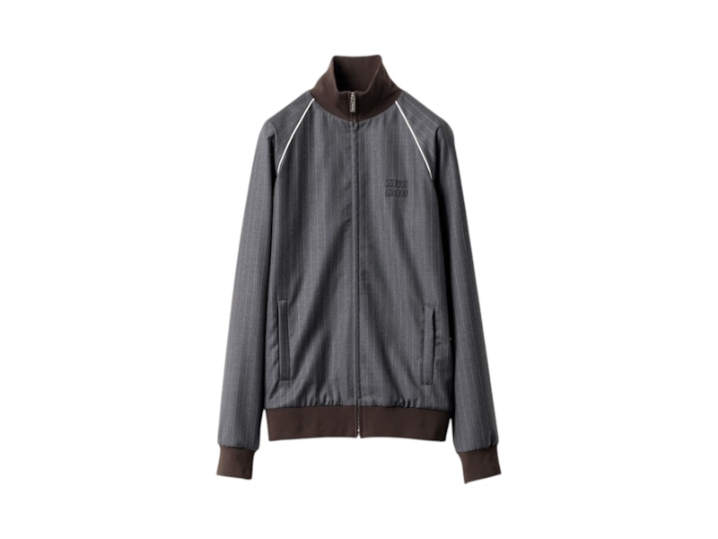 Pre-owned Miu Miu Women's  Zippered Blouson Jacket In Slate Grey In Gray