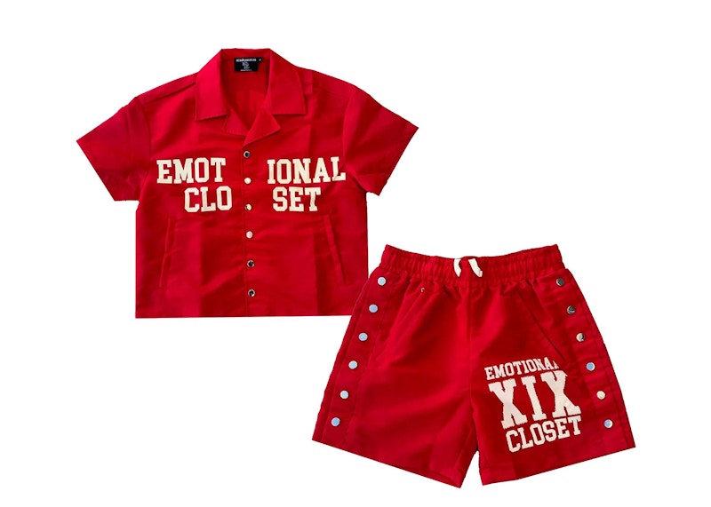 Mixed Emotion Backyard Nylon Short Set Red