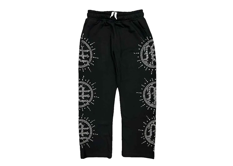 Mixed Emotion Eclipse Rhinestone Sweatpants Black