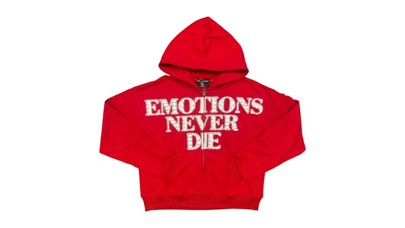 Mixed Emotion End Rhinestone Hoodie Red
