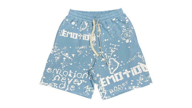 Mixed Emotion Graffiti Shorts Blue