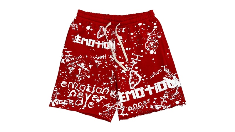 Mixed Emotion Graffiti Shorts Red