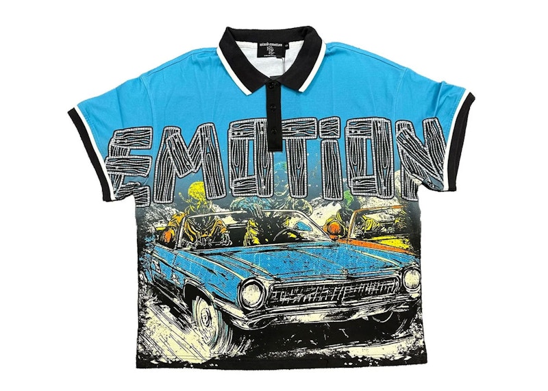 Mixed Emotion Road Rage Button Up T-shirt Blue