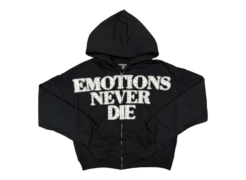 Mixed Emotions End Rhinestone Hoodie Black