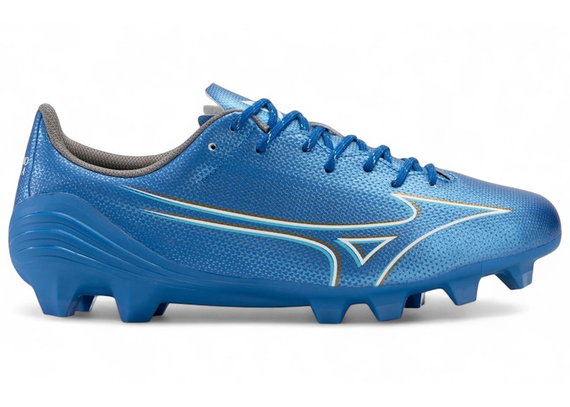Men's Mizuno Aplha Select FG Sneakers in White/Laser Blue/Gold