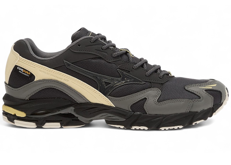 Pre-owned Mizuno Men's  Wave Rider 10 Cordura Sneakers In Black Sand/quiet Shade/banana