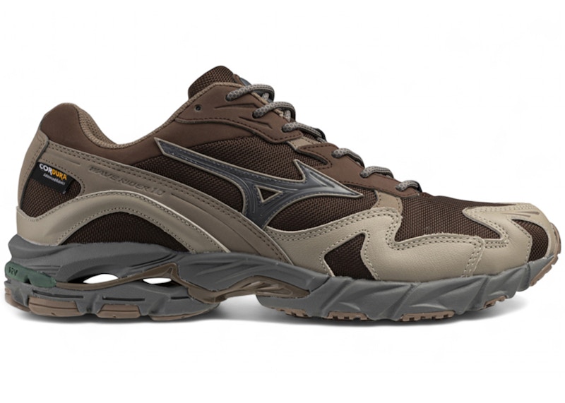 Pre-owned Mizuno Men's Wave Rider 10 Cordura Sneakers In Chicory Coffee/vintage Khaki/fossil