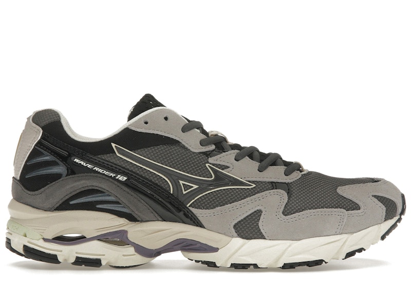 Pre-owned Mizuno Men's  Wave Rider 10 Sneakers In Dark Grey/black/lime Yellow In Multi