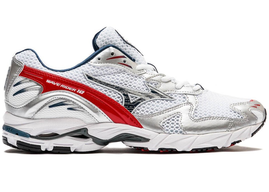 Pre-owned Mizuno Wave Rider 10 Og Pack High Risk Red Insignia Blue In White/insignia Blue/high Risk Red