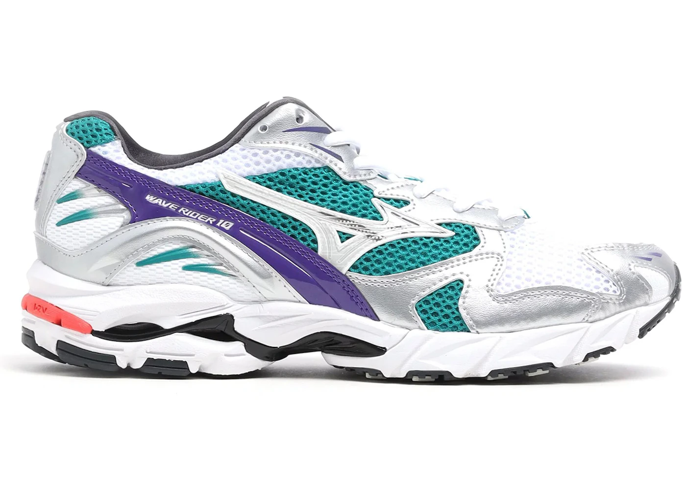 Mizuno Wave Rider 10 White Silver Teal Purple Men's D1GA210407 US