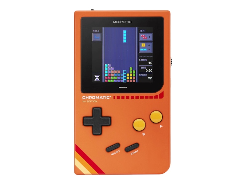 ModRetro Chromatic Tetris Bundle Handheld Console Inferno