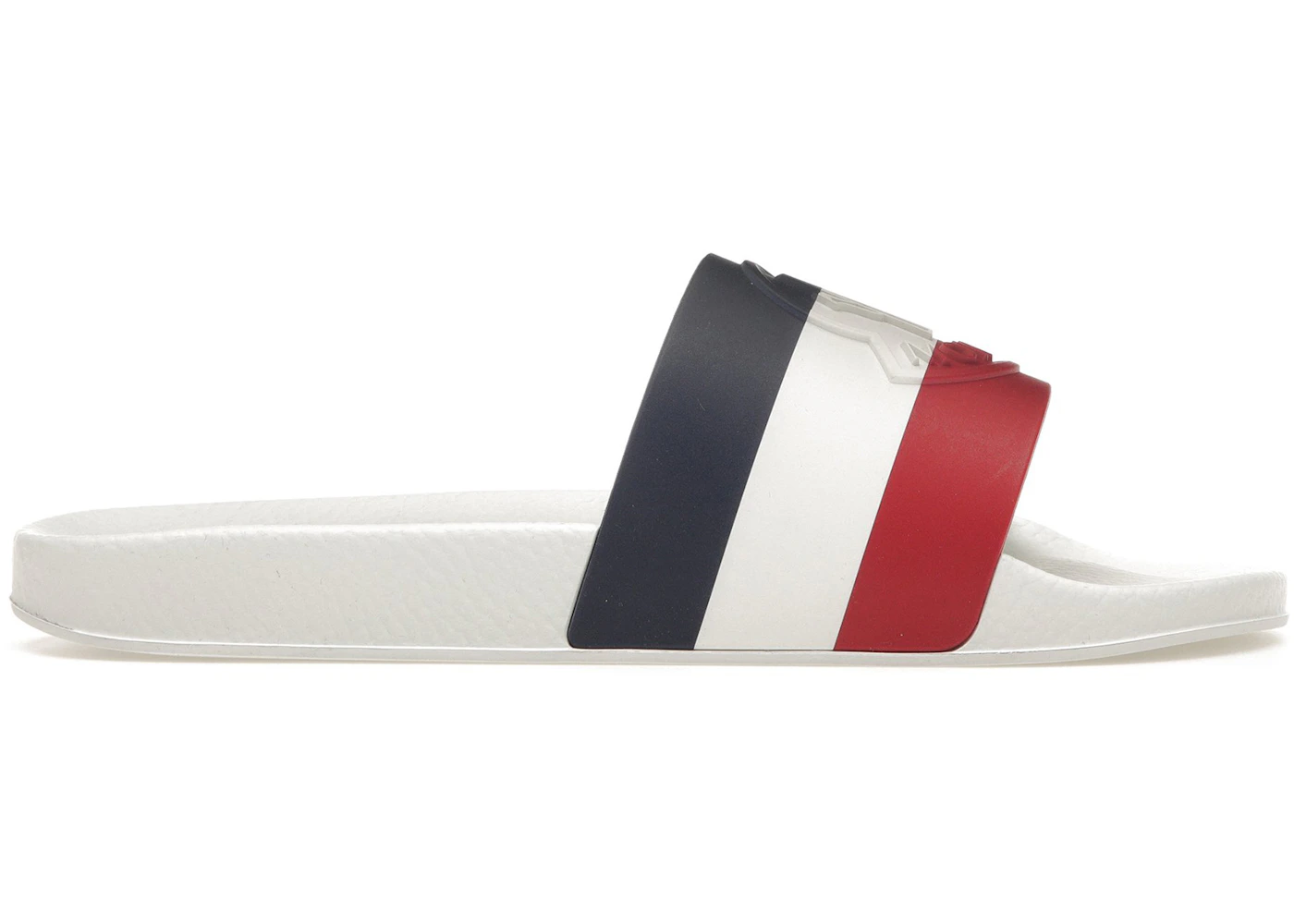 Moncler Basile Pool Slides White Tricolour Men's - 4C7000001A49998 - US