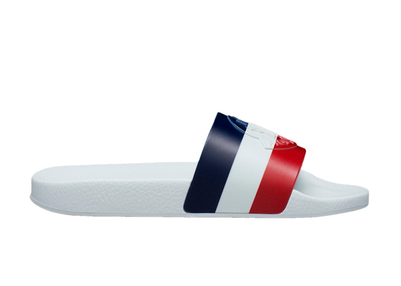 Moncler Basile Pool Slides White Tricolour