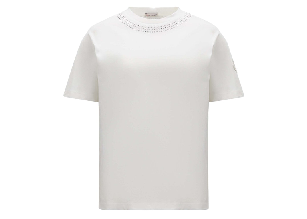 Pre-owned Moncler Crystal Encrusted T-shirt White