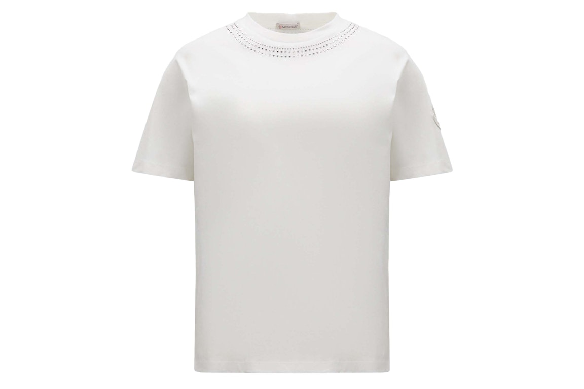 Pre-owned Moncler Crystal Encrusted T-shirt White