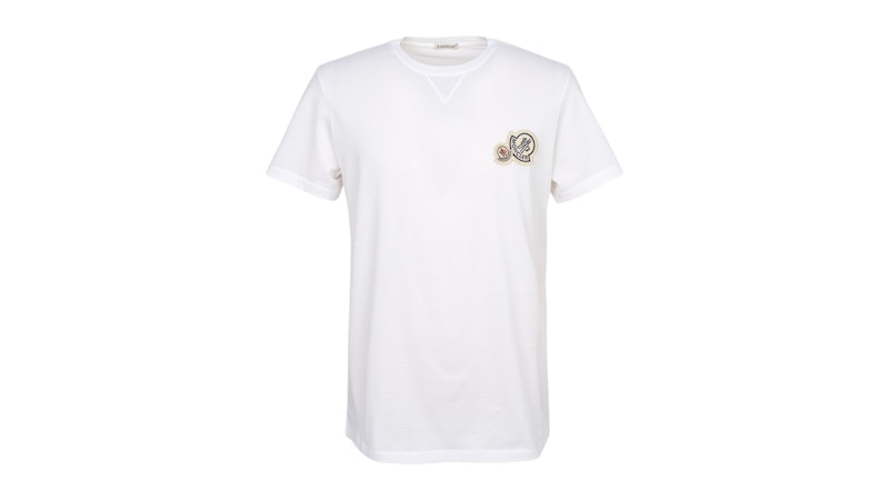 Pre-owned Moncler Men's Double Logo Patch T-shirt In White