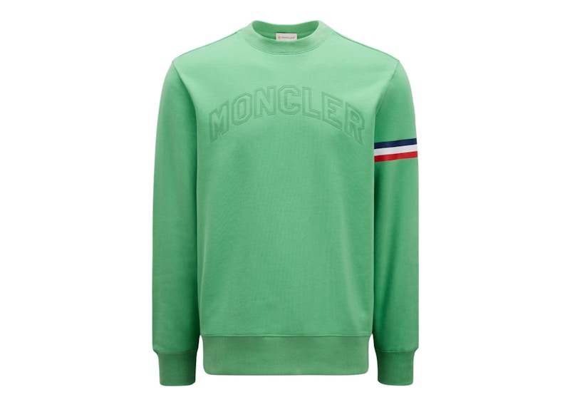 Moncler Embossed Rubberized Logo Lettering Sweatshirt Bright Green