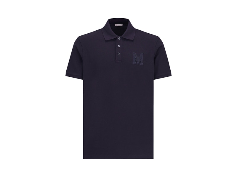 Moncler Embroidered Monogram Polo Blue