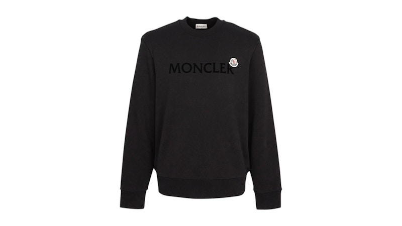 Pre-owned Moncler Men's  Flocked Logo Sweatshirt In Black