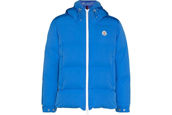 Moncler Idil Contrast-Trim Puffer Jacket Blue
