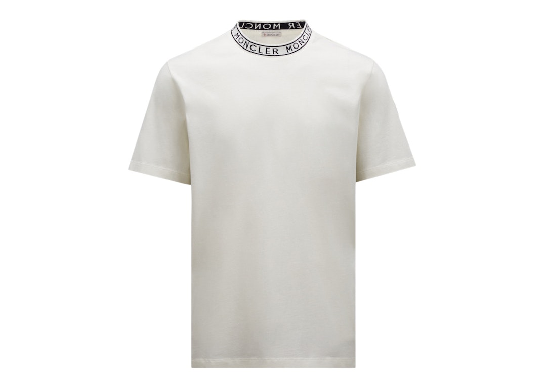 Pre-owned Moncler Logo Collar T-shirt Off White