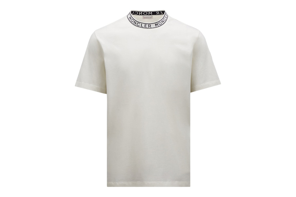 Pre-owned Moncler Logo Collar T-shirt Off White