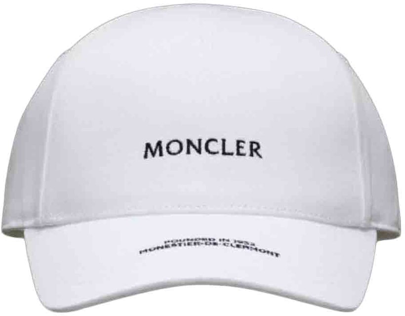 Moncler Logo Embroidered Baseball White Silk US Cap 
