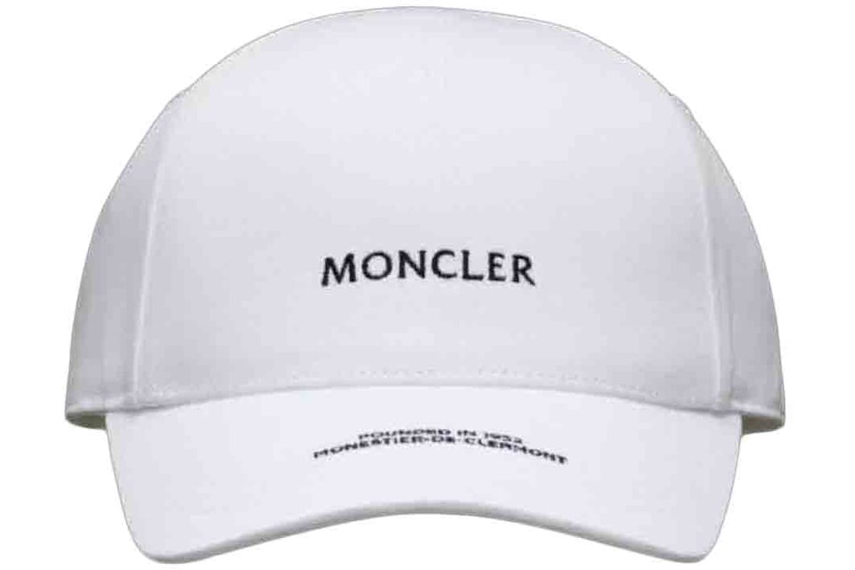 Moncler Logo Embroidered Baseball Cap Silk White - US