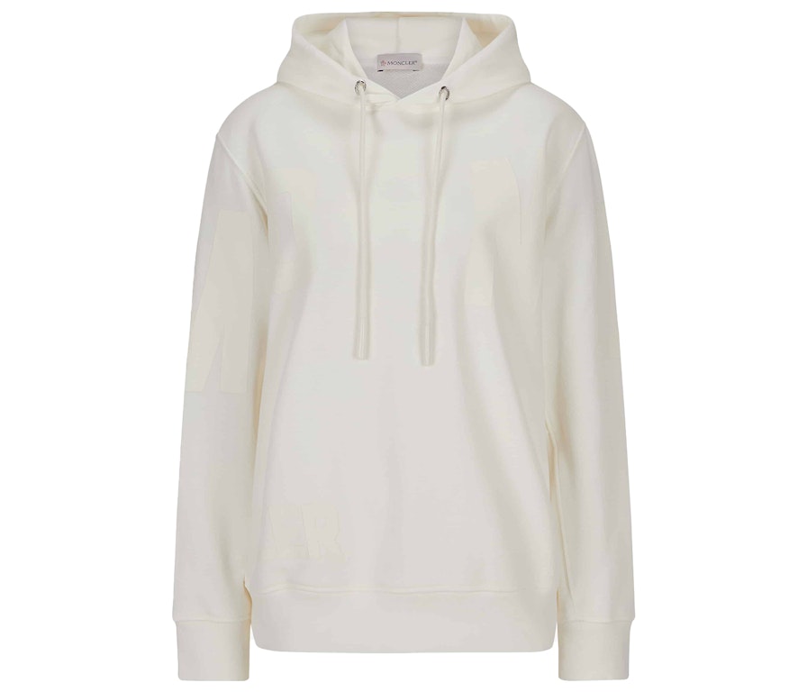 Pre-owned Moncler Logo Hoodie White/creme