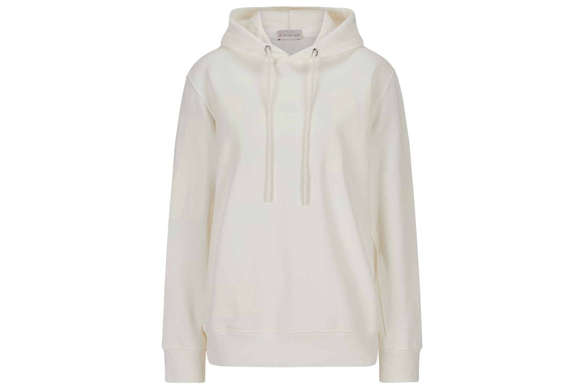 Pre-owned Moncler Logo Hoodie White/creme