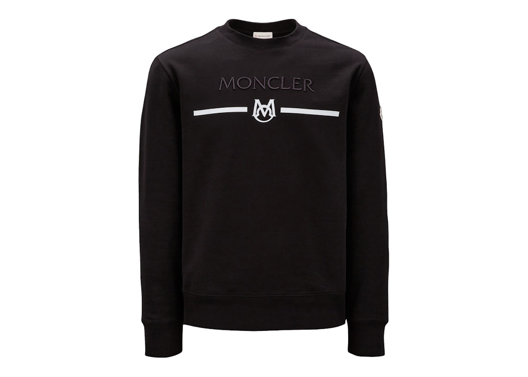 Pre-owned Moncler Logo Matte Monogram Accents Crewneck Sweatshirt Black