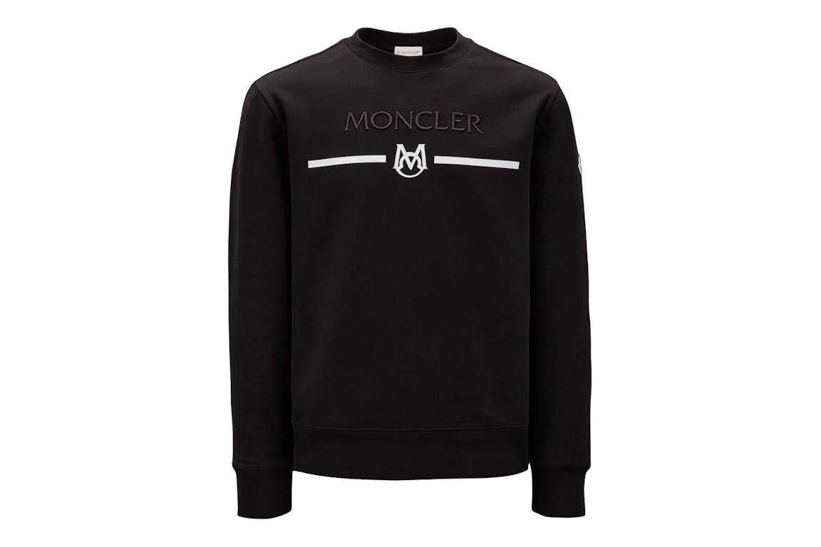 Pre-owned Moncler Logo Matte Monogram Accents Crewneck Sweatshirt Black