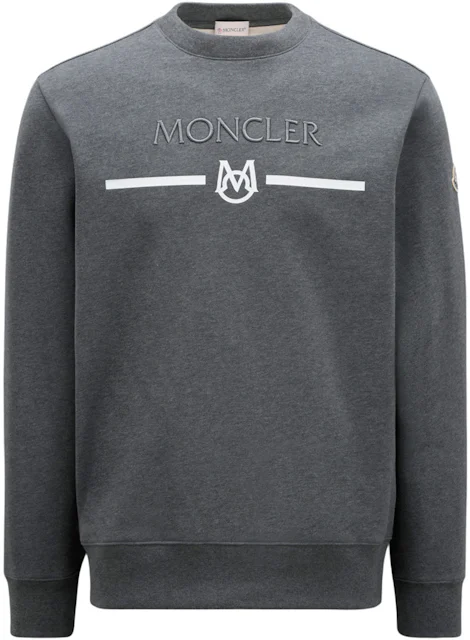 Moncler Logo Matte Monogram Accents Crewneck Sweatshirt Dove Gray